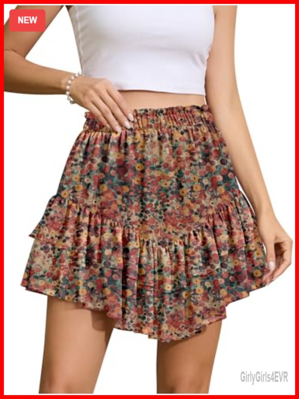 Women's Summer Mini Skirt Chiffon Flowy Boho A-Line with Shorts